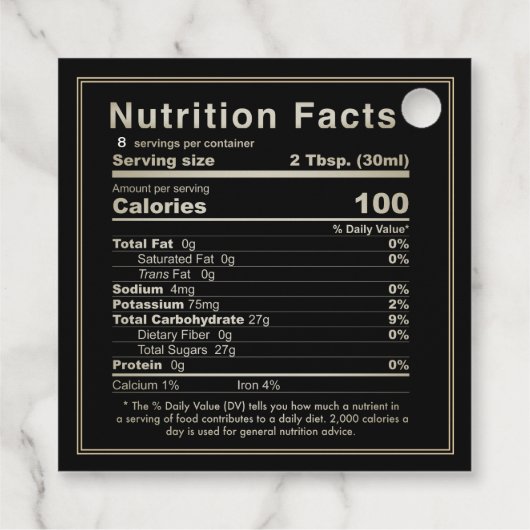 Étiquette de nutrition du sirop d'érable Boucle d' (Dos)