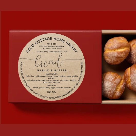 Étiquette de pain fait maison rustique Étiquette d