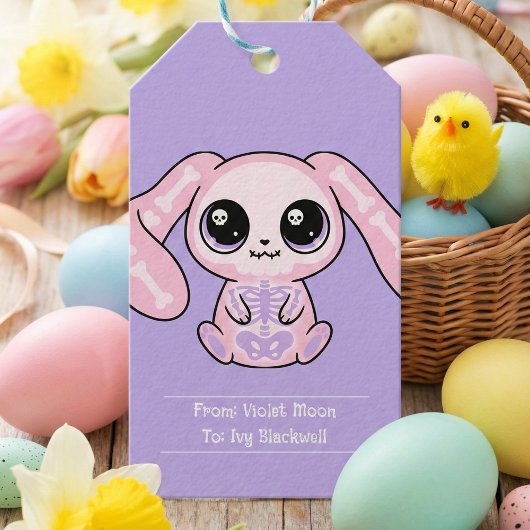 Étiquette de Pâques lavande Goth Pastel Lapin Rose