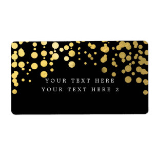 Étiquette de paquet moderne confetti feuille noire