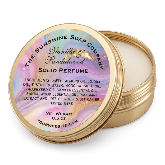 Étiquette de parfum solide holographique et marbré