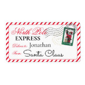 Étiquette De Père Noël Pôle Nord Noël personnalisé (Devant)