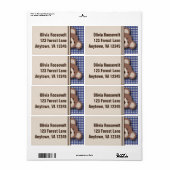 Étiquette de pique-nique Teddy Bear - En vichy ble (Feuille entière)