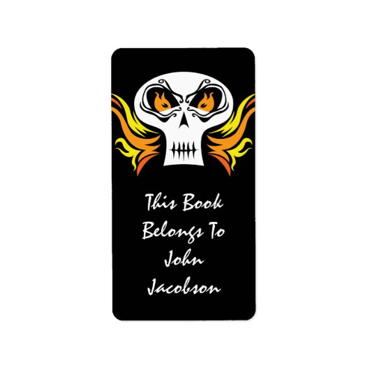 Étiquette de pirate du crâne flamboyant (Devant)