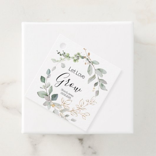 Étiquette de plante de mariage vert forêt Faisons  (En situation)