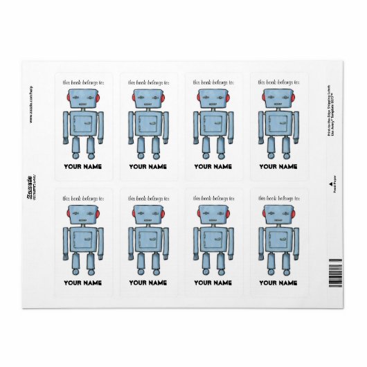 Étiquette de plaque d'immatriculation pour robots (Feuille entière)