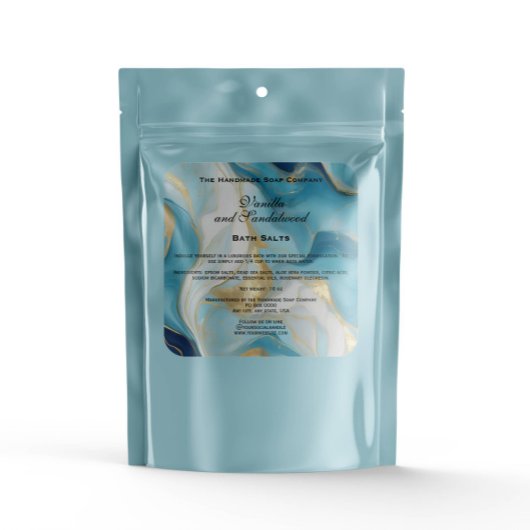 Étiquette de pochette de sels de bain en marbre bl