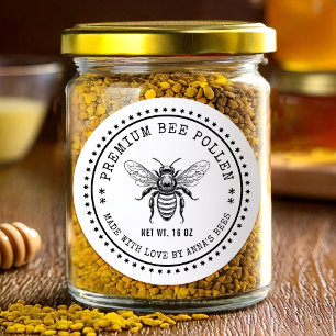 Étiquette de pollen d'abeille avec abeille à miel