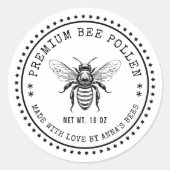 Étiquette de pollen d'abeille avec abeille à miel  (Devant)