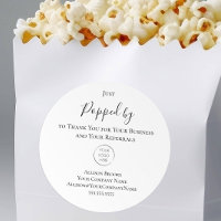 Étiquette de popcorn « Pop By » pour agent immobil