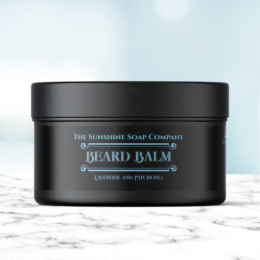 Étiquette de pot de baume pour barbe - Noir et ble
