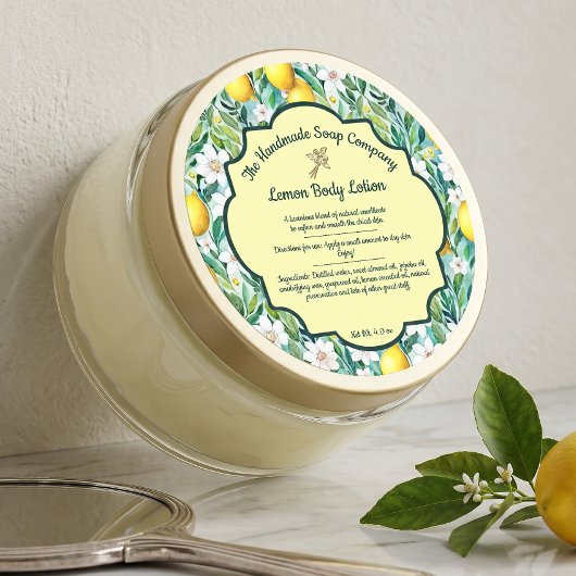 Étiquette de pot de beurre corporel au citron