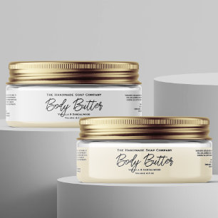Étiquette de pot de beurre corporel blanc ou clair