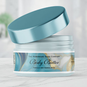 Étiquette de pot de beurre corporel bleu or étanch