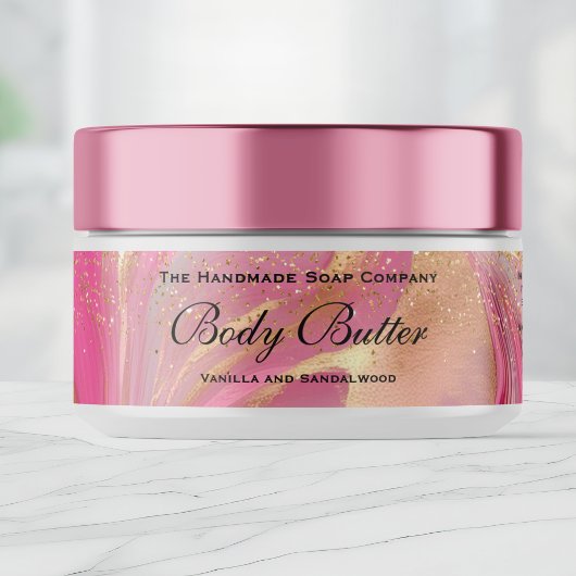 Étiquette de pot de beurre corporel cosmétique ros