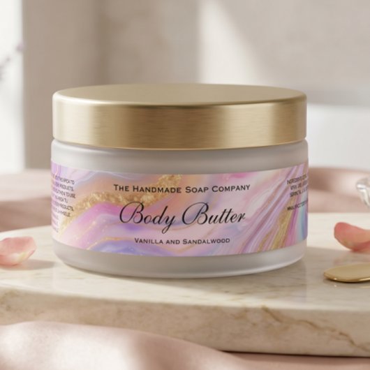 Étiquette de pot de beurre corporel en cosmétiques