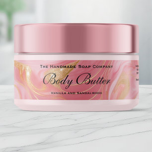 Étiquette de pot de beurre corporel en or rose dél