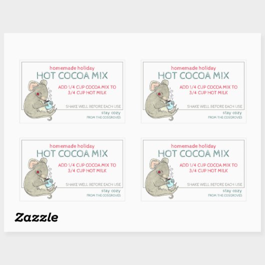 Étiquette de pot de cacao chaud de vacances fait m (Feuille)