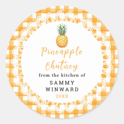 Étiquette de pot de Chutney de Ananas fait maison (Devant)