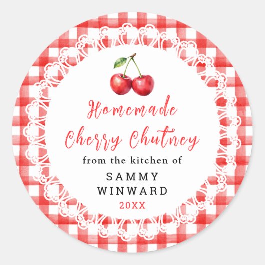 Étiquette de pot de Chutney de Cerise fait maison (Devant)