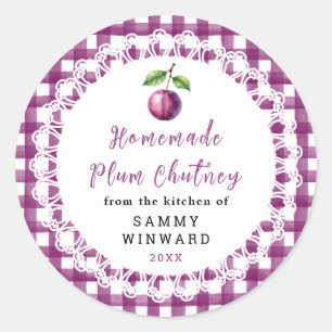 Étiquette de pot de Chutney de Prune maison