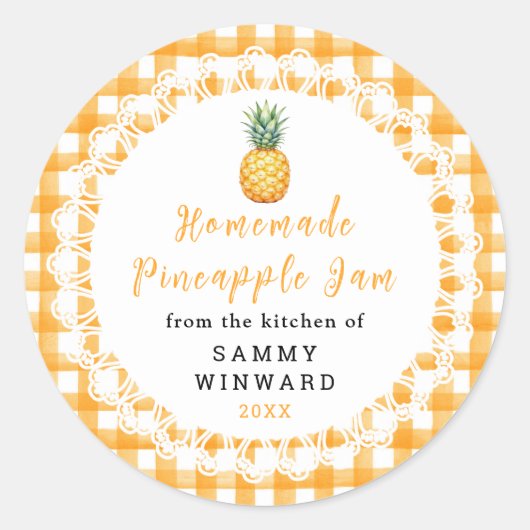 Étiquette de pot de confiture d'ananas maison (Devant)