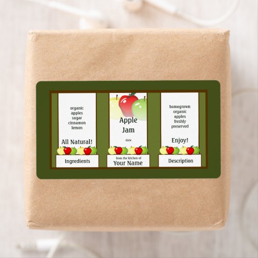 Étiquette de pot de confiture d'Apple (En situation)