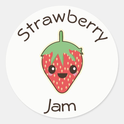 Étiquette de pot de confiture de fraise Kawaii mig (Devant)