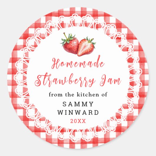 Étiquette de pot de confiture de fraises maison (Devant)
