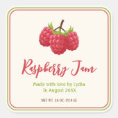 Étiquette de pot de confiture de framboise maison (Devant)