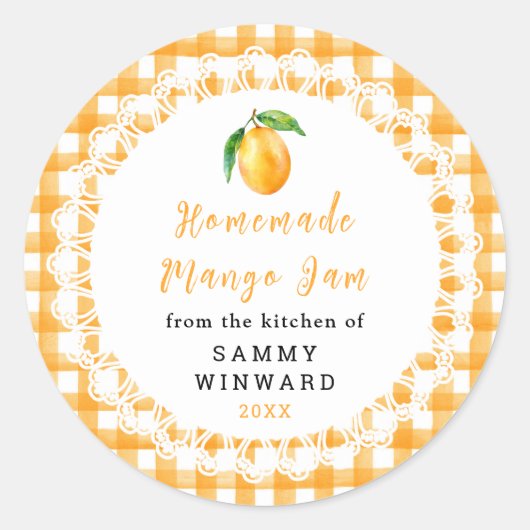 Étiquette de pot de confiture de mangue maison (Devant)
