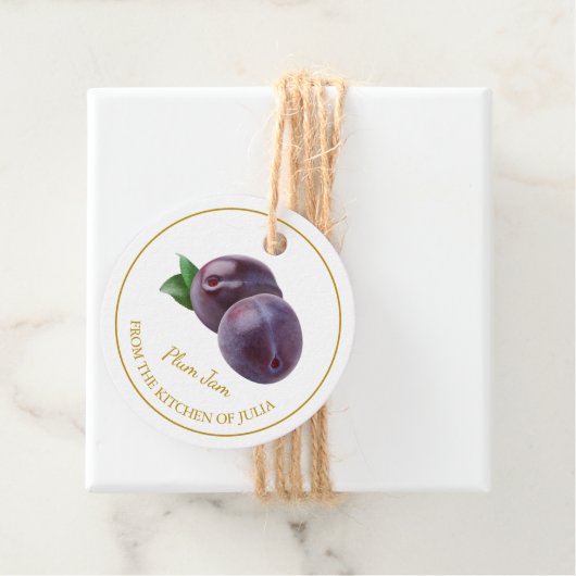 Étiquette de pot de confiture de prune maison simp (En situation)