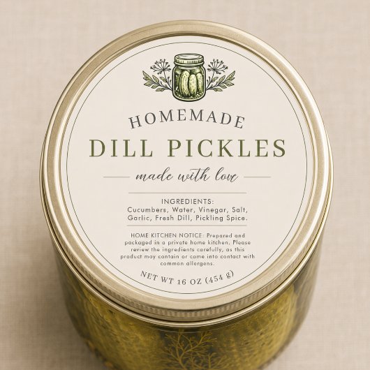 Étiquette de pot de conservation de pickles au fen