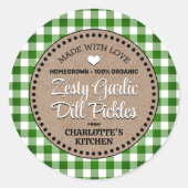 Étiquette de pot de conserve à carreaux verts clas (Devant)