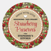 Étiquette de pot de conserve de fraises (Devant)