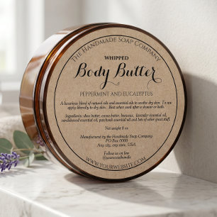 Étiquette de pot de cosmétiques en beurre corporel
