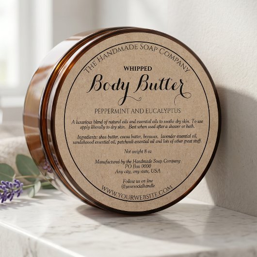 Étiquette de pot de cosmétiques en beurre corporel