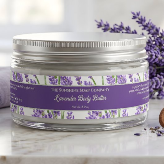 Étiquette de pot de cosmétiques Fleurs de Lavande