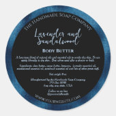 Étiquette de pot de cosmétiques Noir et Bleu avec  (Devant)