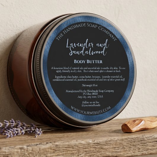Étiquette de pot de cosmétiques Noir et Bleu avec 