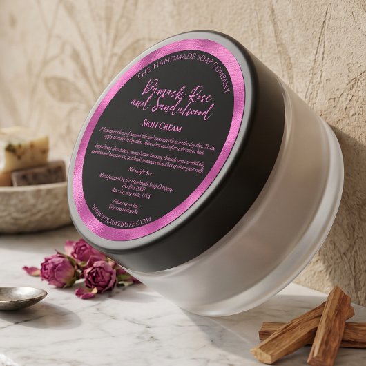 Étiquette de pot de cosmétiques noir et fuchsia av