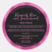 Étiquette de pot de cosmétiques noir et fuchsia av (Devant)