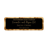 Étiquette de pot de cosmétiques noir et or de luxe (Devant)