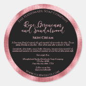 Étiquette de pot de cosmétiques noir et rose de lu (Devant)