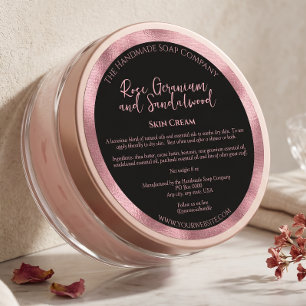 Étiquette de pot de cosmétiques noir et rose de lu