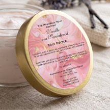 Étiquette de pot de cosmétiques Rose et Or Marbré