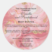 Étiquette de pot de cosmétiques Rose et Or Marbré (Devant)