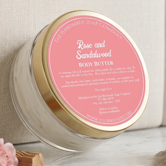 Étiquette de pot de cosmétiques Rose Poussiéreuse