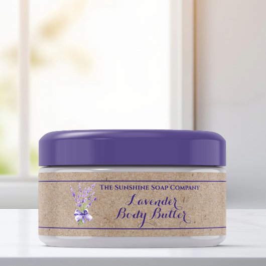 Étiquette de pot de Crème Corporelle Lavande Kraft