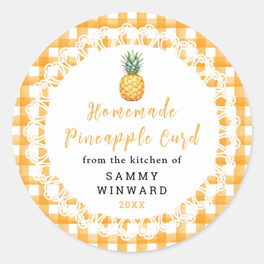Étiquette de pot de Crème d'ananas maison (Devant)